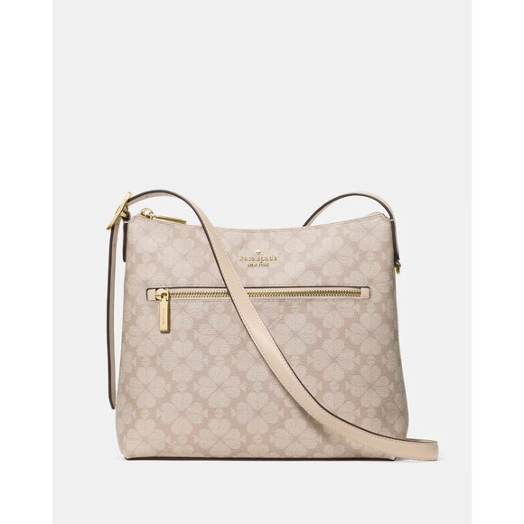 New Kate Spade Spade Flower Large Swingpack Buckle Crossbody Dark Beige Multi - Picture 1 of 5